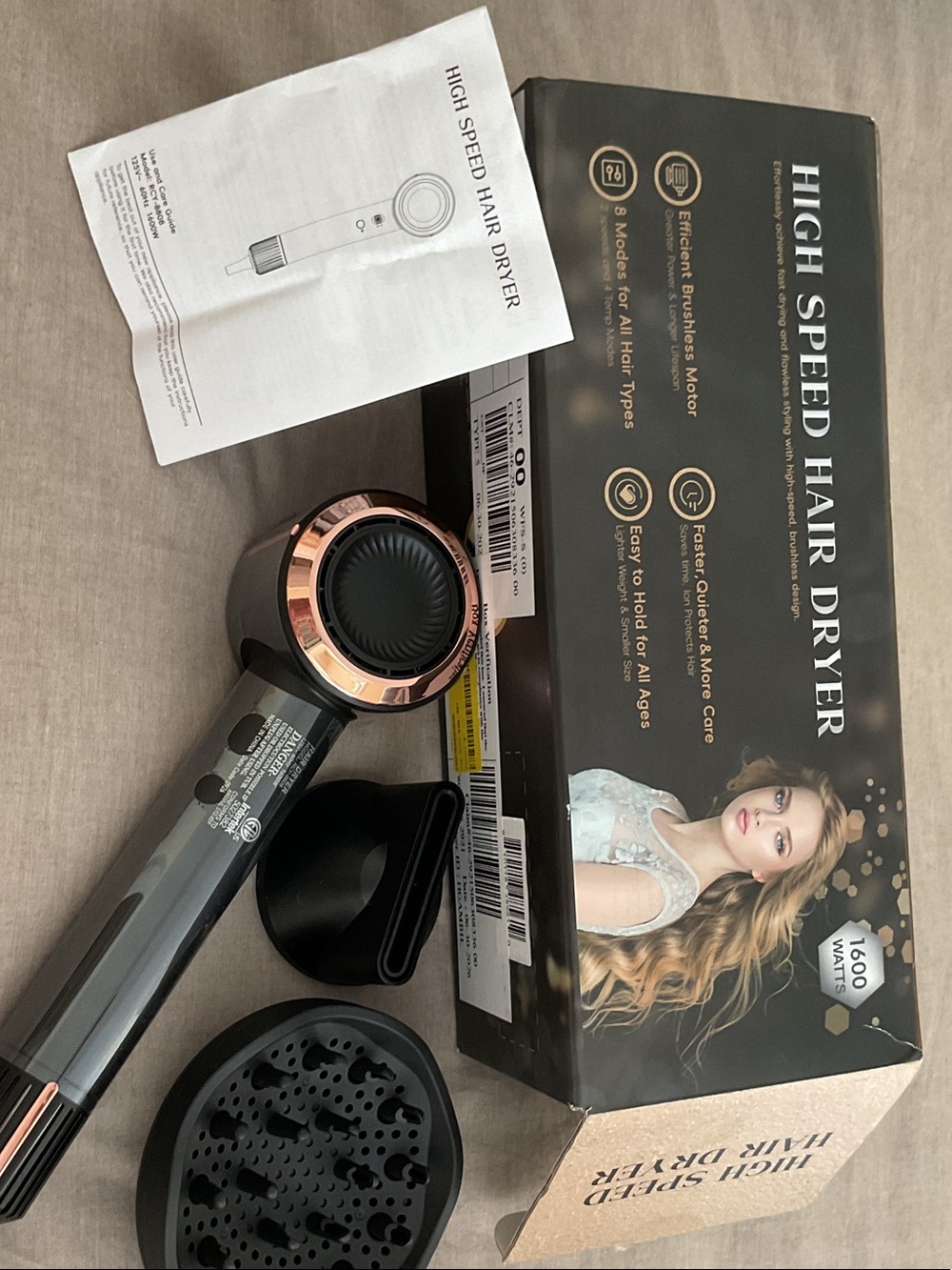 High Speed Hair Dryer - Rose Gold and Black